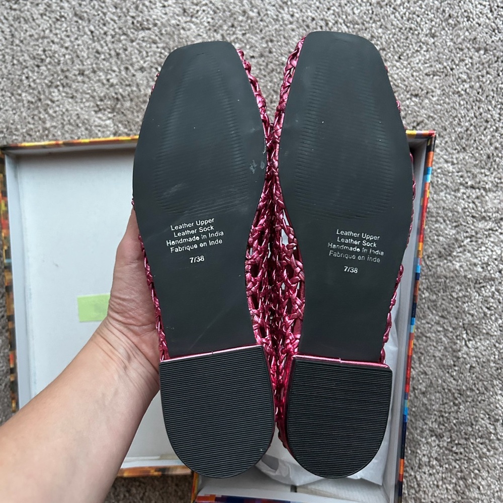 New Jeffrey Campbell Leather Weave-Me Flats Pink Metallic - Picture 3 of 4